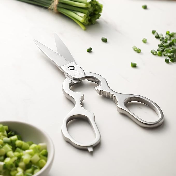 Sunnecko Heavy Duty Kitchen Scissors - Stainless Steel Kitchen Shears, Ultra Sharp Micro Serrated Poultry Shears, Cooking Scissors for Meat, Dishwasher Safe