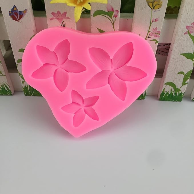 Frangipani Plumeria Flower Silicone Molds for Cake Decoration, Non Stick Fondant Mold for DIY Chocolate Candy Cookie Cupcake Jelly and Polymer Clay