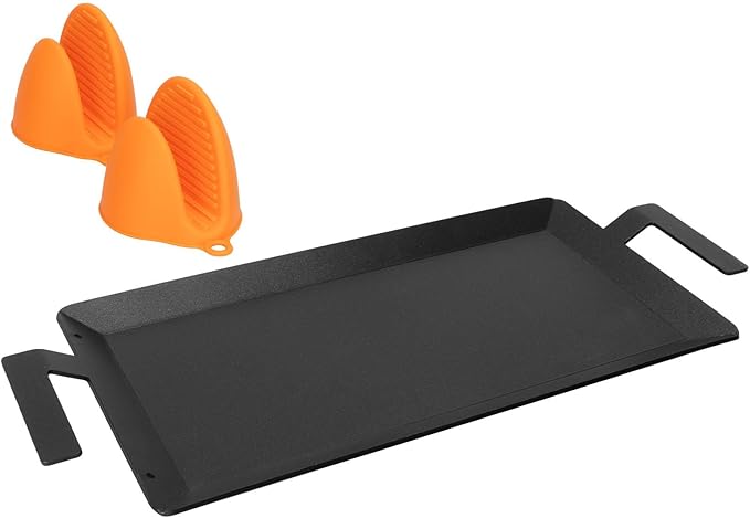 Universal Carbon Steel Griddle for Gas Grill, Griddle Pan for Stove Top, Versatile Stovetop Oven, Induction Cooktop, Flat Top Plate for Charbroil Etc. All Gas & Charcoal Grill 24" x 10"