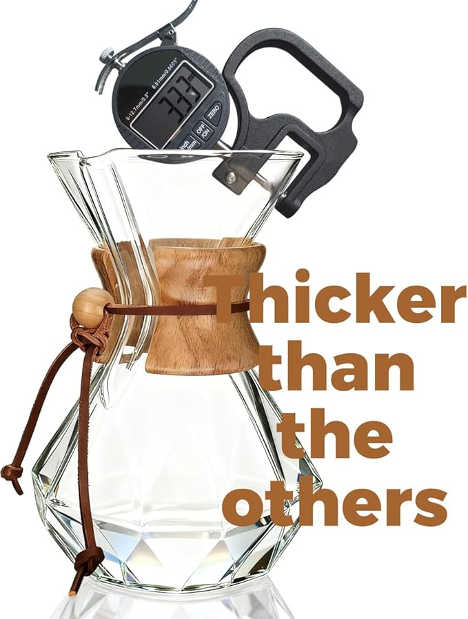 AGOGO Pour Over Coffee Maker Glass - 6/8/10 Cup Barista Kit with 304 Stainless Filter for Home, Office, Camping, Cafes - Easy Clean Coffee Dripper Set (Rag&Brush Included) (8 Cup/28 oz-Diamond Shape)