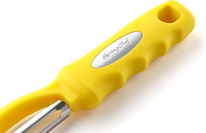 Spring Chef Premium Swivel Potato Peeler for Kitchen, Stainless Steel Fruit Peeler with Soft Grip Handle, Perfect for Vegetable, Apple, Carrot, Cucumber, Ginger - Dishwasher Safe - Yellow