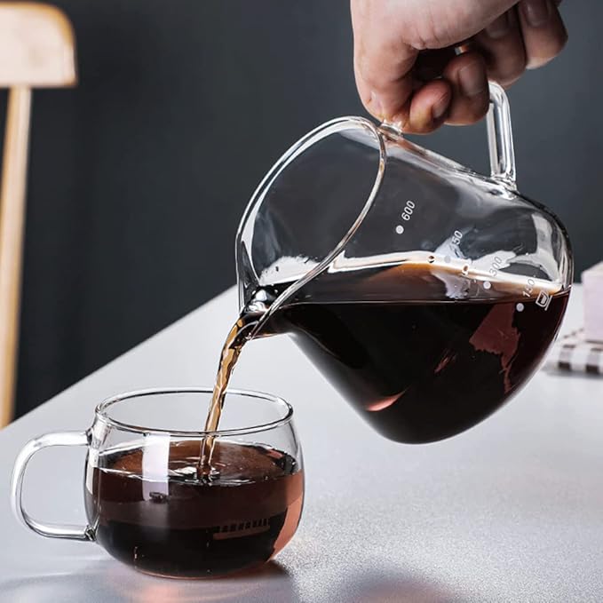 Pour Over Coffee Maker - 10 OZ /300ML Glass Carafe Coffee Server with Glass Coffee Dripper/Filter, Drip Coffee Maker Set for Home or Office, 1-2 Cups
