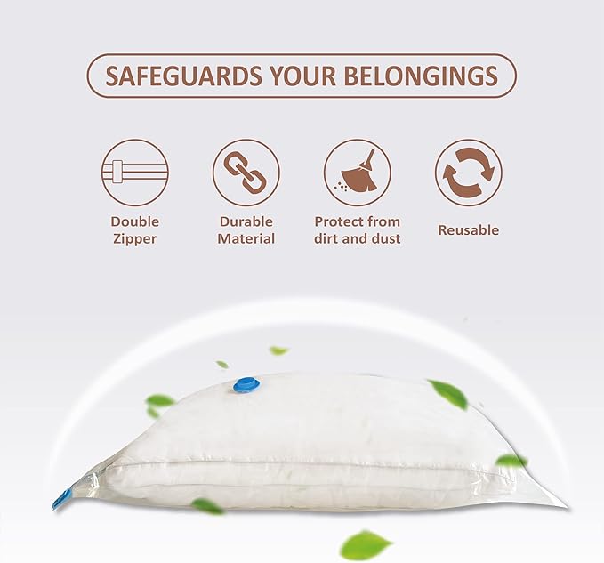 10 Small Vacuum Storage Bags with Travel Hand Pump, Small Vacuum Seal Bags for Clothing, Space Saver Bags for Clothes