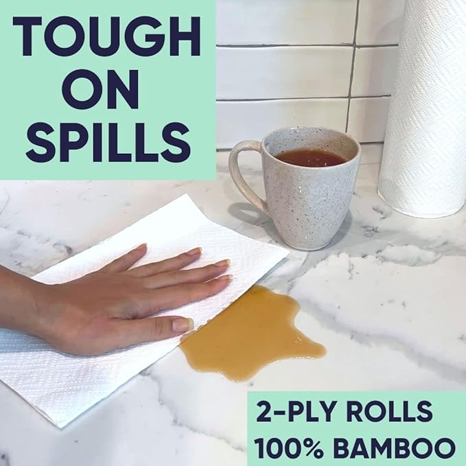 Cloud Paper Bamboo Paper Towels - 40 Rolls of Ultra Absorbent and Durable Paper Towels for Sustainable Cleaning - FSC-Certified, Plastic-Free Packaging, and Chlorine-Free Paper Towel