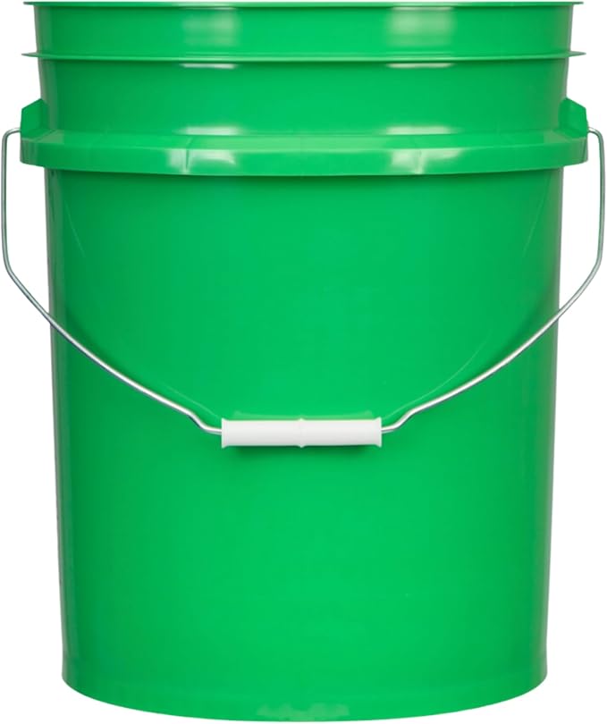 House Naturals 5 Gallon Premium HPDE Plastic Bucket - Made in USA Food Grade Storage Container, BPA Free All Purpose Pail (4, Green)