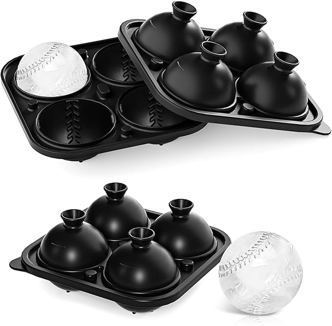 2 Pack Baseball Ice Cube Mold 2.1 Inch Large Silicone Baseball Ice Cube Molds Fun Shapes Craft Sphere Ice Molds Novelty Christmas Gifts for Men Women Cocktails, Bourbon,Brandy, Whiskey(2, Baseball)