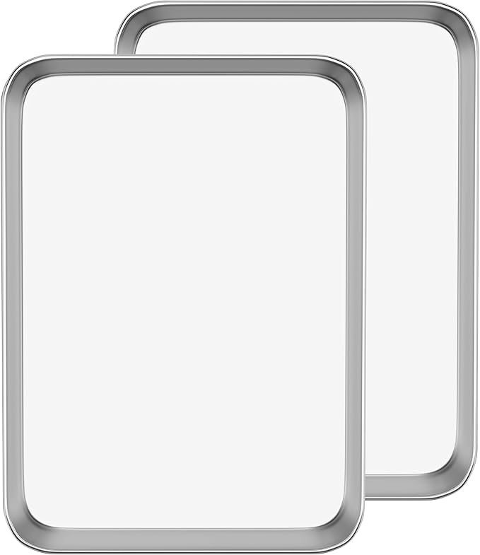 Baking Sheet Cookie Sheet Set of 2, Umite Chef Stainless Steel Baking Pans Tray Professional 10.39x8.07x1inch, Non Toxic & Healthy, Mirror Finish & Rust Free, Easy Clean & Dishwasher Safe
