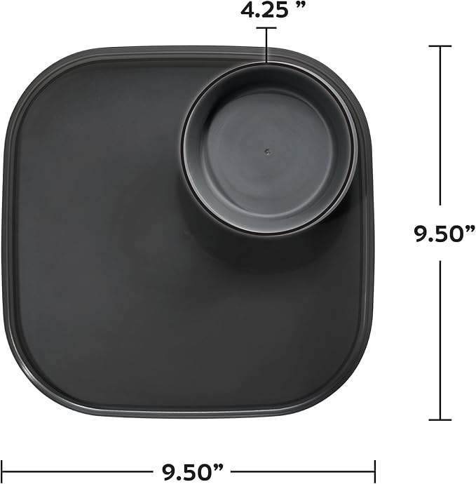 Madesmart Dipware Reusable Dining Plate/Serving Tray for Appetizers and Snacks, Food-Safe Appetizer Serving Platter with Removable Dip Bowl, Sage