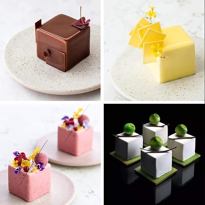 Silicone Molds Baking for Mousse Cake, 3D Baking Molds Dessert Molds for Pastry Truffle Pudding Jelly Cheesecake,3D Cube Shape (8-Cavity)