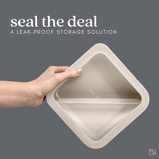 Ceramic Coated Glass Food Storage Containers | No PTFE, PFOA, PFAS, and BPA | Reusable Non Toxic Meal Prep Containers with Glass Lids | Easy To Store | 10 Piece Set [Crema]