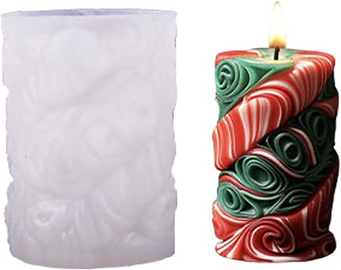 Flower Succulent Leaves Cylinder Molds Silicone Wave Spiral Candle Mold - Silicone Resin Casting Molds for Candle & Resin & Soap Craft Supplies