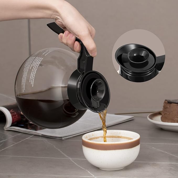 SYBO Coffee Pot Decanter, 12-Cup Glass Coffee Decanter Black