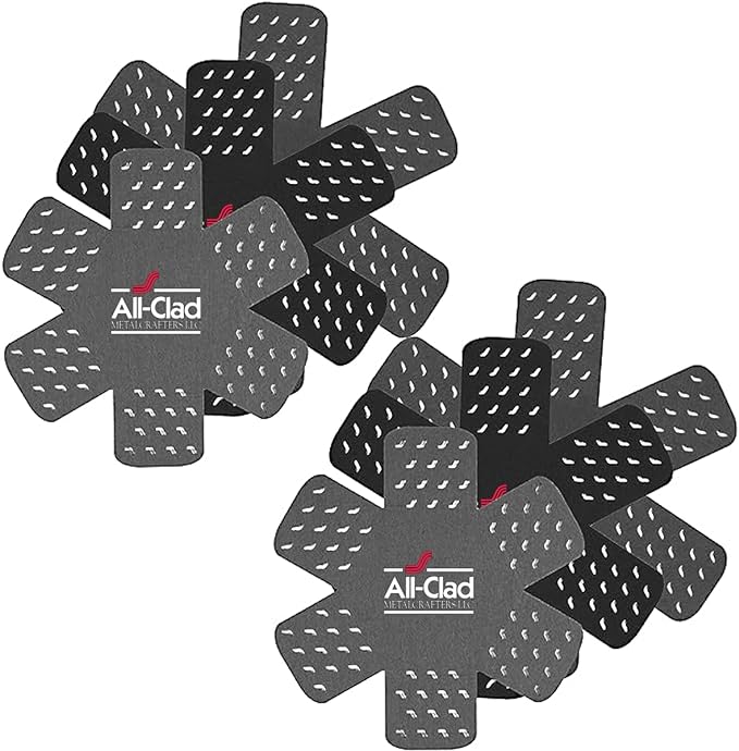 All-Clad Premium Cookware Protectors: Pot and Pan Protectors for Kitchen Organization - Perfect for Cast Iron, Steel, or Glass, 6-Piece, Black/Gray