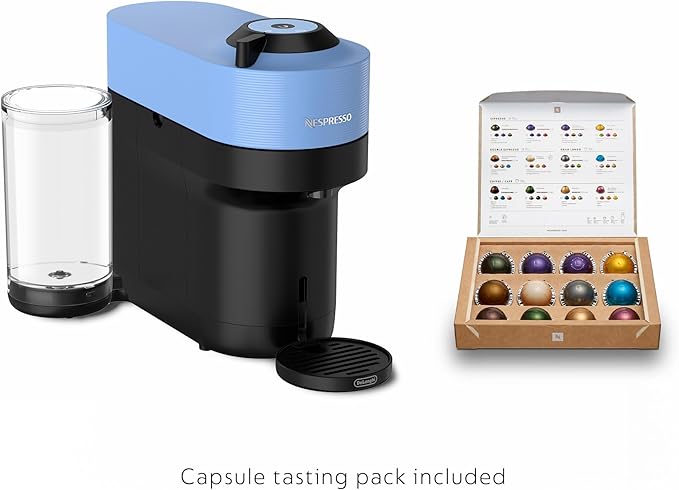 Nespresso Vertuo Pop+ Coffee and Espresso Machine by De'Longhi with Aeroccino Milk Frother, Pacific Blue