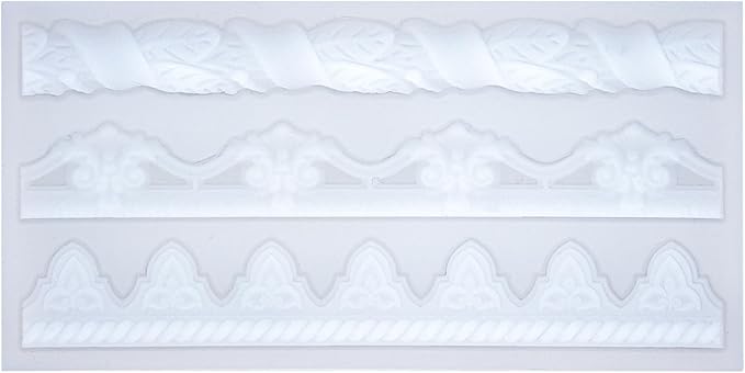Art Molds for Polyclay Air Dry Clay Plaster Epoxy Resin Fondant Cake Decor 3 Border Trimmings