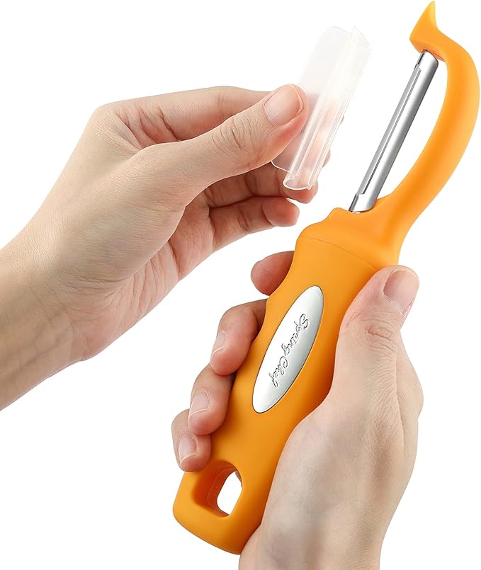 Spring Chef Premium Swivel Vegetable Peeler, Soft Grip Handle and Ultra Sharp Stainless Steel Blades - Perfect Kitchen Peeler For Veggie, Fruit, Potato, Carrot, Apple - Mango