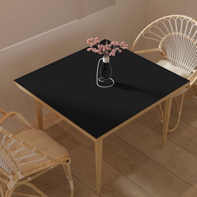 Leather Table Cover,1.8mm Thick,40x40 Inch Table Protector,Table Protector for Dining Room Table,Dining Table Cover,Table Cover Protector.(Black+Black,40x40)