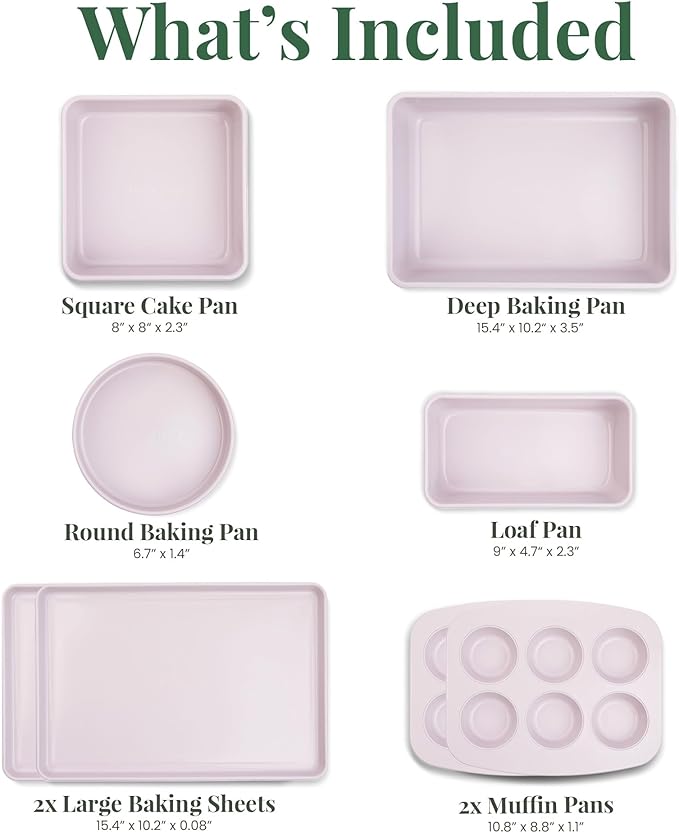 Larder & Vine 8-Piece Bakeware Set | Non-Stick Baking Set with Ceramic Finish | PFAS, PFOA, PTFE, and BPA Free Baking Essentials | Baking Sheets, Muffin Tins and Assorted Baking Pans | Lavender