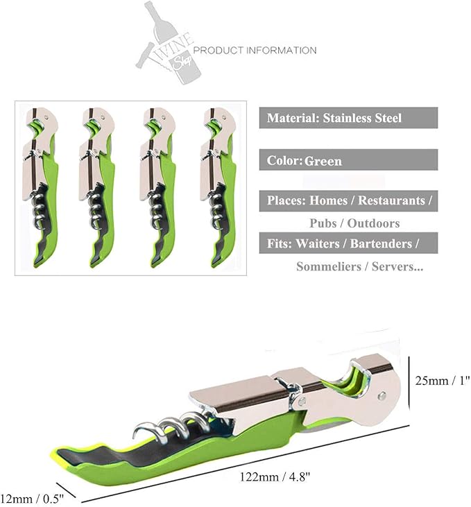 Professional Waiter Corkscrew Wine Openers Set (4 PCS),Upgraded With Heavy Duty Stainless Steel Hinges Wine Key for Restaurant Waiters, Sommelier, Bartenders