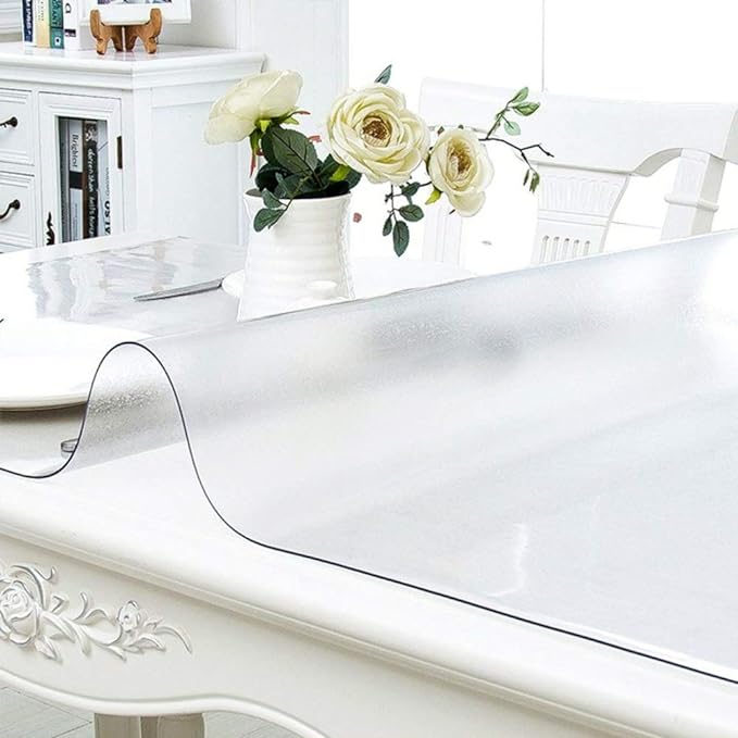 NECAUX 17 x 52 Inch Frosted Table Protector, 1.5mm Thick Plastic Desk Pad Mat of Desk Vinyl Clear Table Top Cover Protector for Coffee Table Computer Desk Writing Desk Dresser Vanity Makeup Room Decor
