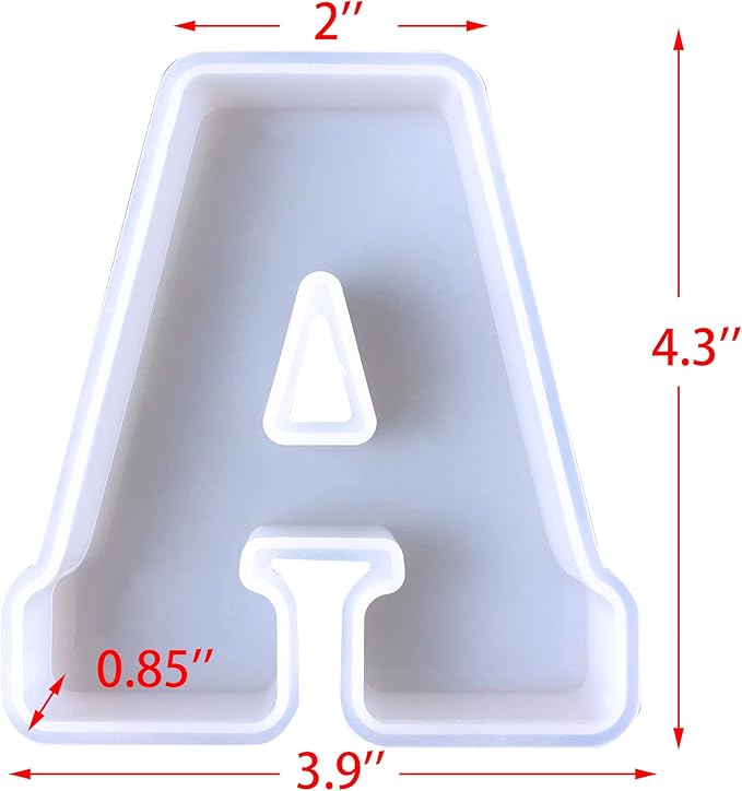 4 inch 26 Pack English Letter Silicone Mold - Alphabet Capital & Large Letter Resin Casting Mold