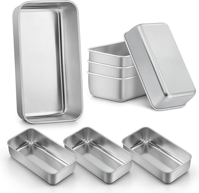 LIANYU 8 Pack 9x5 Inch Loaf Pans for Bread Baking, Stainless Steel Baking Bread Pans, Small Loaf Tins for Homemade Brownies and Pound Cakes, Dishwasher Safe
