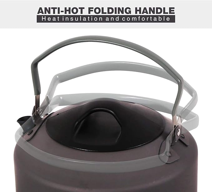 REDCAMP 0.9L Small Outdoor Camping Kettle, Aluminum Water Pot with Carrying Bag, Compact Lightweight Tea Kettle
