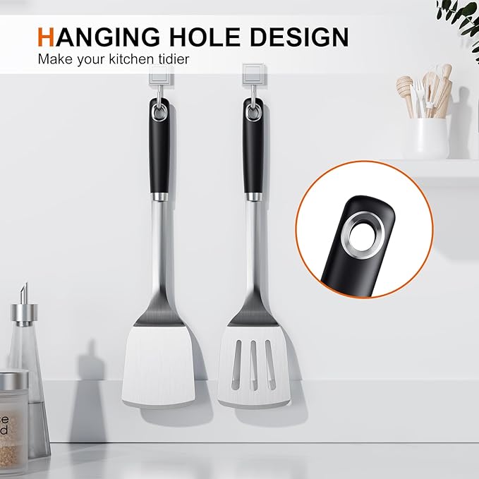 Stainless Steel Spatula Set, 1PC Heavy Duty Turner/Metal Spatula, High Heat Resistant Kitchen Cooking Utensils, Ideal Cookware for Frying Steak, Fish, Eggs or Pancakes