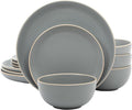 Gibson Home Rockaway 12-Piece Dinnerware Set Service for 4, Grey Matte -
