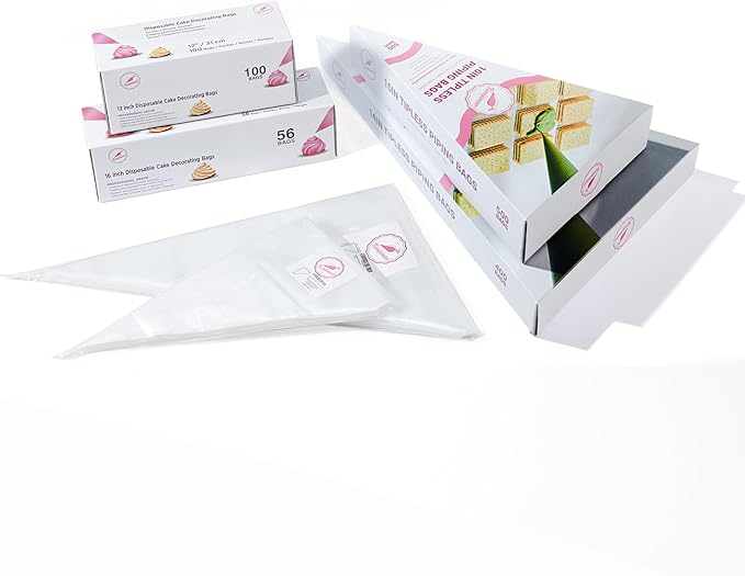 Keenpioneer Piping Bag - Disposable Cake Decorating Bag 100 Count, 12 inch, Clear