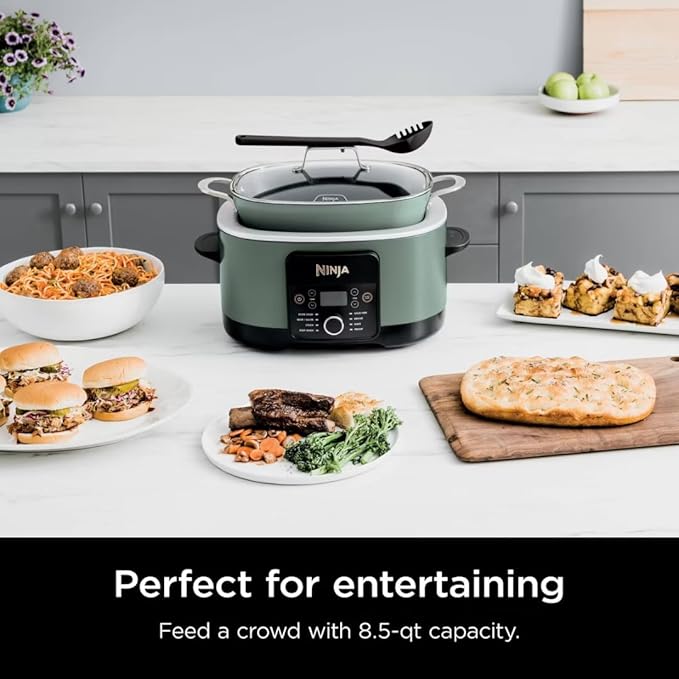 Ninja Possible Cooker PRO 8.5qt, Multi-Cooker with 8-in-1, Slow Cooker, Safe Pot to 500°F, MC1001GN, Sage Green