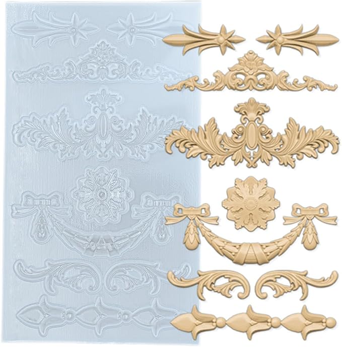 Silicone Mold for Polyclay Air Dry Clay Plaster Crafts Rococo Bow Swag
