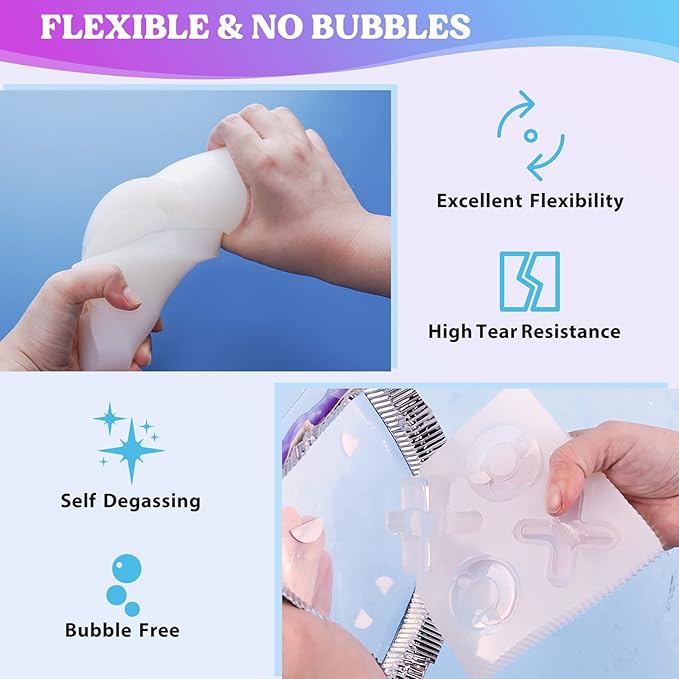 LET'S RESIN 8oz Silicone Mold Making Trial Kit, Fast Cure Mold Making Silicone Rubber, Easy Mixing, Flexible Platinum Cured Molding Silicone for Casting Resin Molds & Silicone Molds (Translucent)