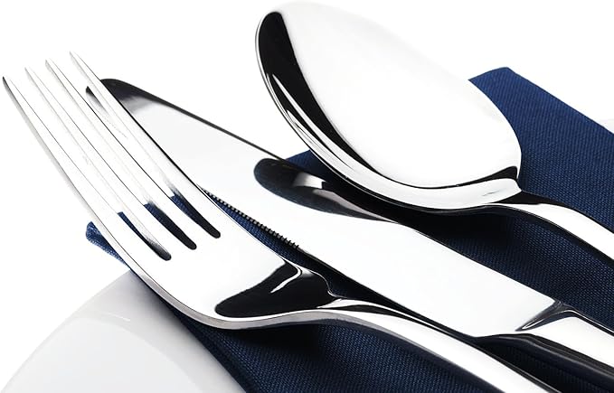 Silverware Set for 8, 45 Piece Stainless Steel Flatware Cutlery Fork and Spoon Set with Serving Utensils Set, Dishwasher Safe, Gift Package for Wedding Housewarming
