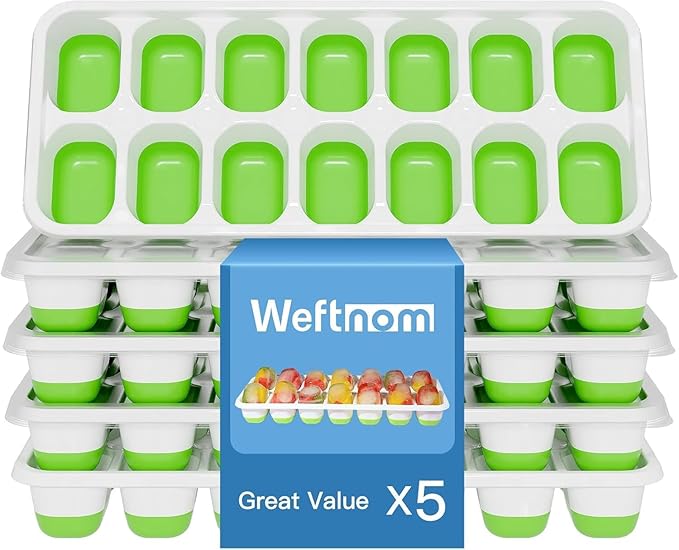 Ice Cube Tray with Lid 5 Pack, 60 Cubes Silicone Ice Cube Trays for Freezer, BPA-Free Easy Release Ice Molds, Stackable Dishwasher Safe Ice Cube Trays for Cocktails, Coffee & Drinks