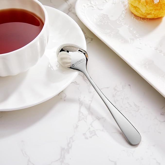 KEAWELL Premium Louise Demitasse Espresso Spoons, 18/10 Stainless Steel Mini Coffee Spoons, Dishwasher Safe (5.6 inches, 6)