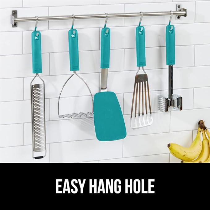 GORILLA GRIP Patented BPA-Free Non-Scratch Spatula, Heat Resistant Flexible Silicone Head for Nonstick Cooking Pans, Soft Rubber Handle, Kitchen Spatulas for Flipping Eggs, Pancakes, 11.6 in Turquoise