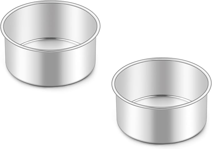 Homikit Mini Round Cake Pan Set of 2, 4 Inch Stainless Steel Small Baking Pans, 2” Deep Layer Smash Cake Tins, Oven & Dishwasher Safe，Non-Toxic & Healthy