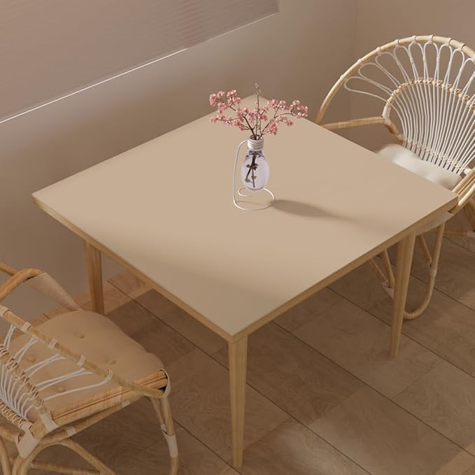 Leather Table Cover,1.8mm Thick,40x40 Inch Table Protector,Table Protector for Dining Room Table,Dining Table Cover,Table Cover Protector.(Light Brown+Gray,40x40)