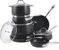 All-Clad HA1 Hard Anodized Nonstick Cookware Set 13 Piece Induction Oven Broiler Safe 500F, Lid Safe 350F Pots and Pans Black