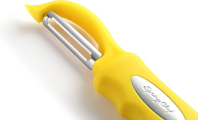 Spring Chef Premium Swivel Potato Peeler for Kitchen, Stainless Steel Fruit Peeler with Soft Grip Handle, Perfect for Vegetable, Apple, Carrot, Cucumber, Ginger - Dishwasher Safe - Yellow