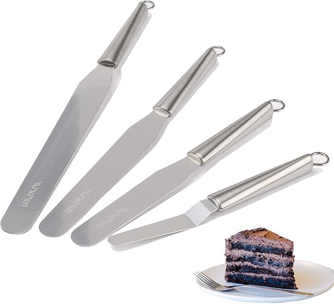 Cake Frosting Spatula Set, 4 6 8 10 Inch Straght Icing Spreader Knife For Baking, Decorating Cakes