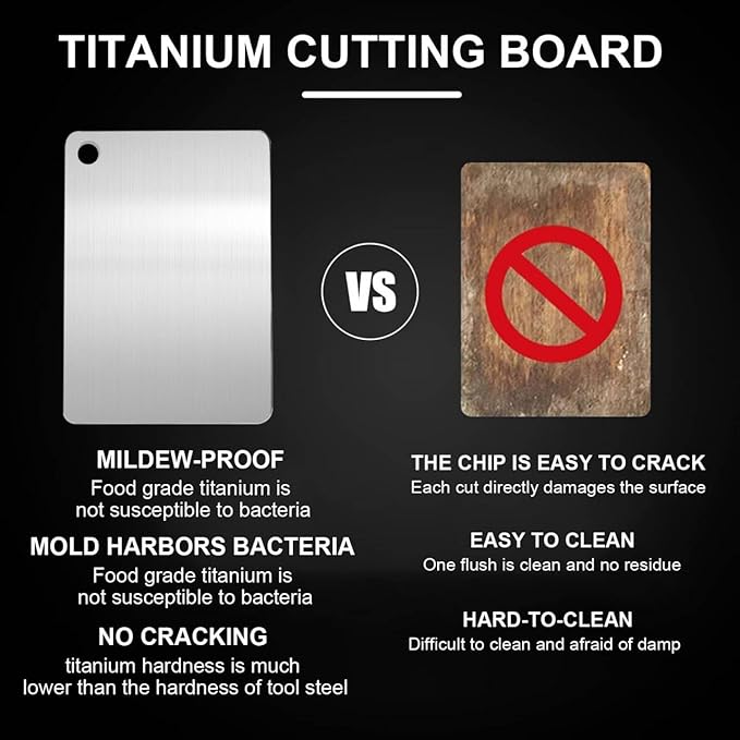 Katuchef Titanium Cutting Board,2026 New 100% Pure Titanium Cutting Boards for Kitchen,Non toxic Doubld-Side Durable Chopping Boards, Easy to Clean and Store(1PC:11.42 * 7.87)