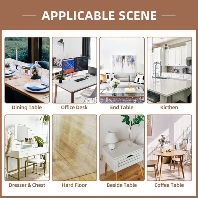 Warmstar Clear Table Cover Protector 60 x 72 Inch,1.5mm Thick Plastic Table Cover Rectangle,PVC Clear Table Protector,Desk Protector Mat for Kitchen, Dresser, Writing Desk，Dining Room Table