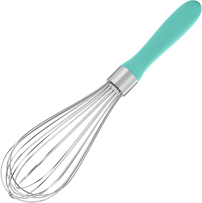 U-Taste Balloon Whisk for Cooking: 18/10 Stainless Steel Kitchen Wire Whisk, Medium Heavy Duty Egg Beater, Manual Baking Mixing Tool with 8 High Flex Wires for Stirring, Blending Sauce (Aqua Sky)