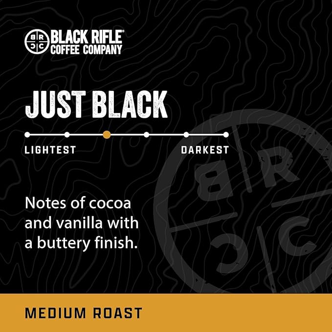 Black Rifle Coffee Company Just Black, 50 Count, Medium Roast K Cups - Single Serve K Cups Coffee Pods - Kcup Pods Compatible with 1.0 & 2.0 - Made from Arabica Beans