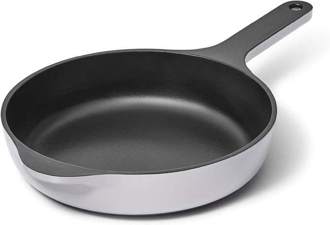 Caraway Cast Iron Skillet - 8” Enameled Cast Iron Pan With 3 Layer Enamel Coating - No Seasoning Required - Compatible With All Stovetops - Free From Forever Chemicals - Gray