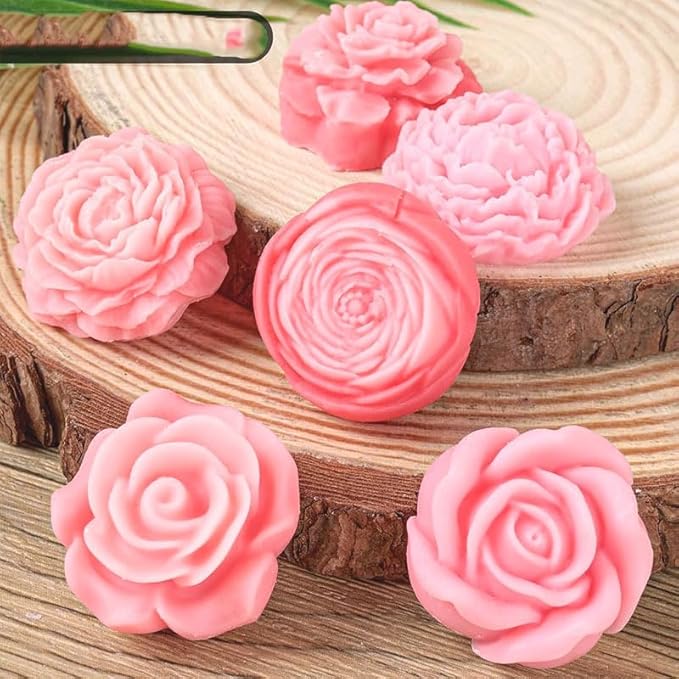 7 Cavities Peony Flower Tulip Rose Candle Mold - Silicone Resin Casting Molds for Candle & Resin & Soap Craft Supplies