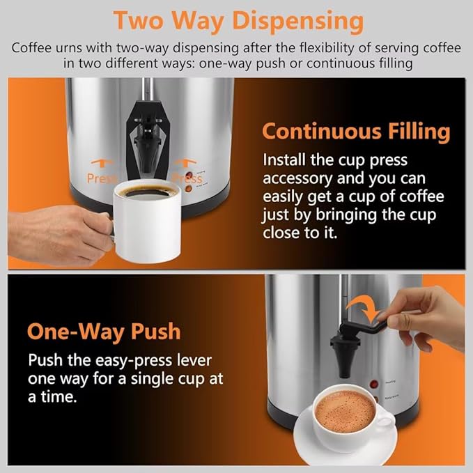 95 Cup 16L/4.23Gallon Commercial Coffee Urn, Festa Essential 1500W Large Percolate Coffee Maker, Hot Beverage dispenser With Double Dripless Faucet,Quick-Brewing Hot Water Urn for Catering,Home,Events