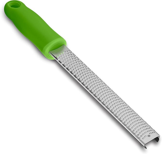 Lemon Zester, Stainless Steel Kitchen Cheese Grater, Plastic Cover Ergonomic Soft Green Handle